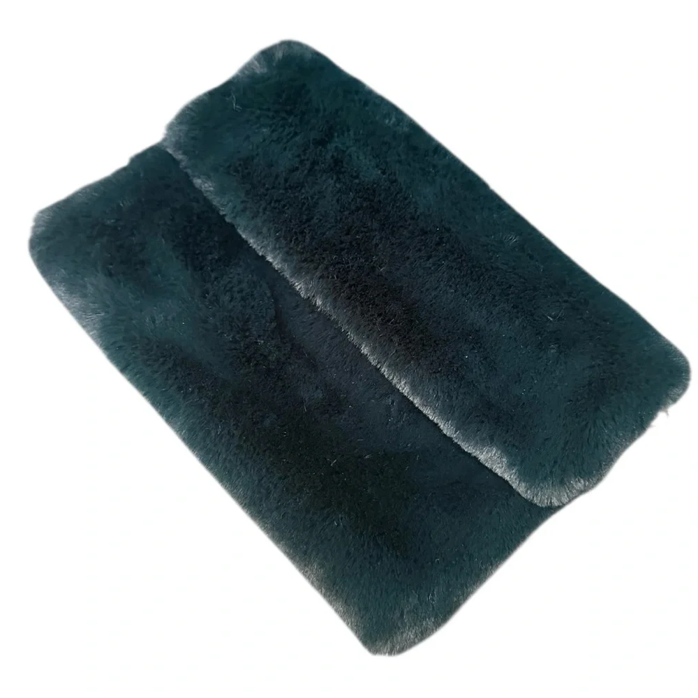 Faux Fur Purse Wristlet Deep Forest Green with Crossbody potential. EUC